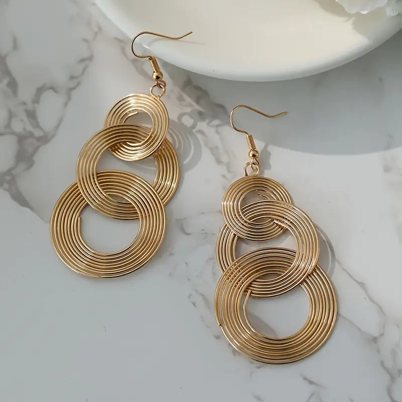 Vintage Multi-Layer Circle Drop Earrings