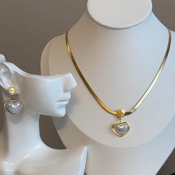 Sweet Heart Earrings & Necklace Set