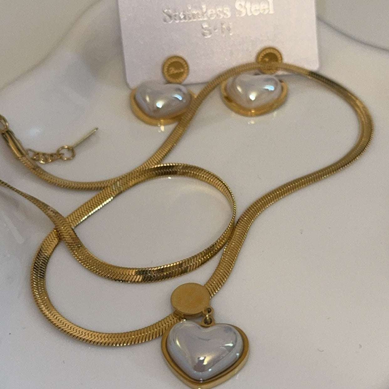 Sweet Heart Earrings & Necklace Set