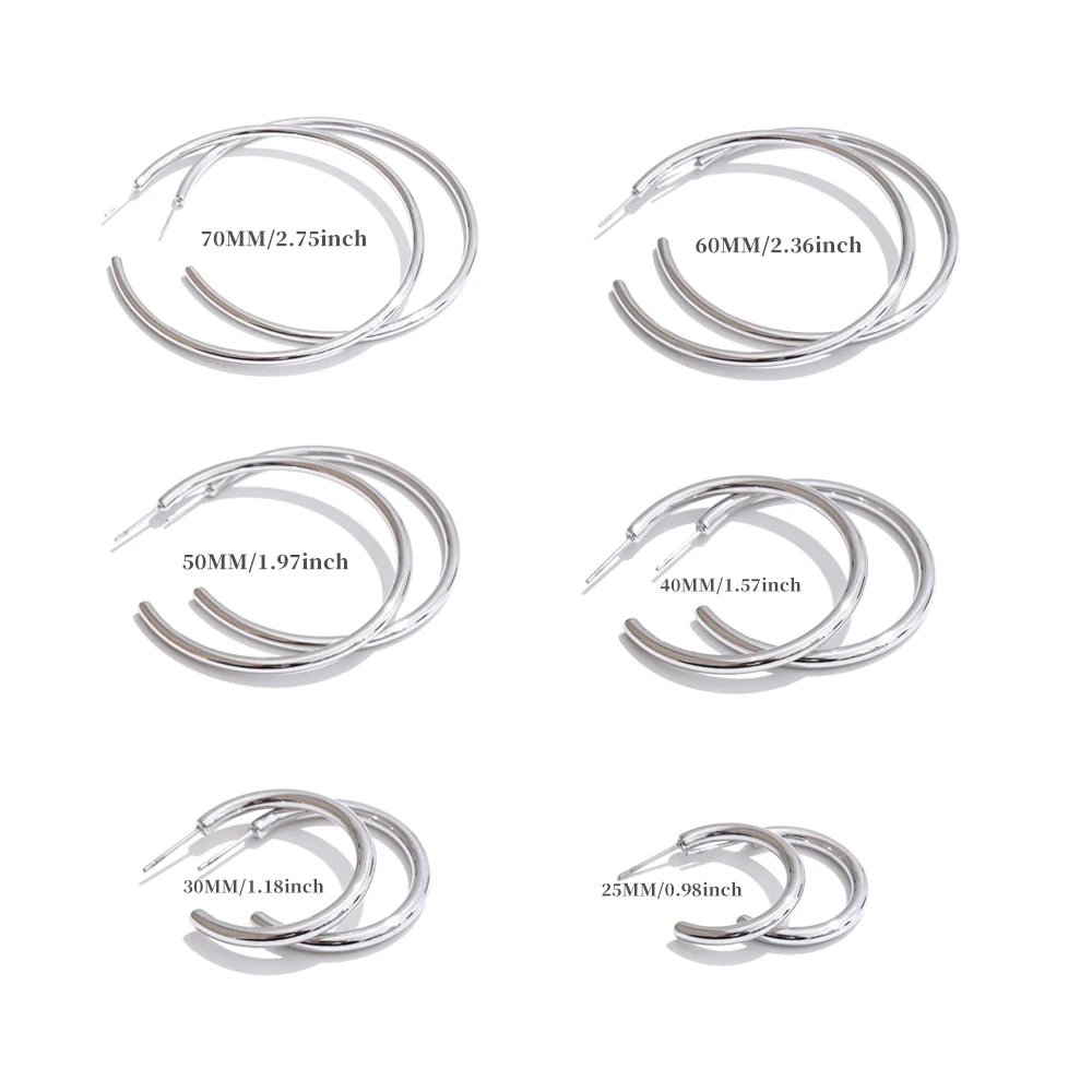 C-Shape Round Daily Hoop Earrings
