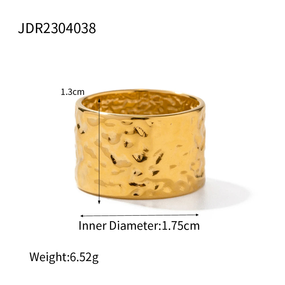 18K PVD Gold Stainless Steel, Waterproof Vintage Style rings