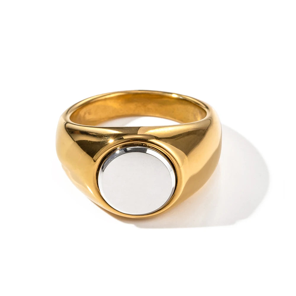 18K Gold-Plated Inlaid Shell Ring