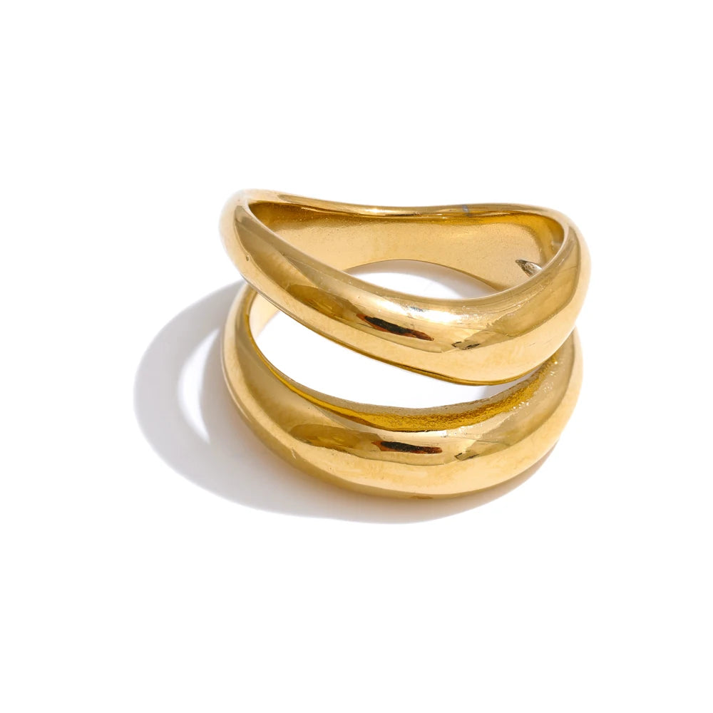 Double Layer Geometric Cast Ring