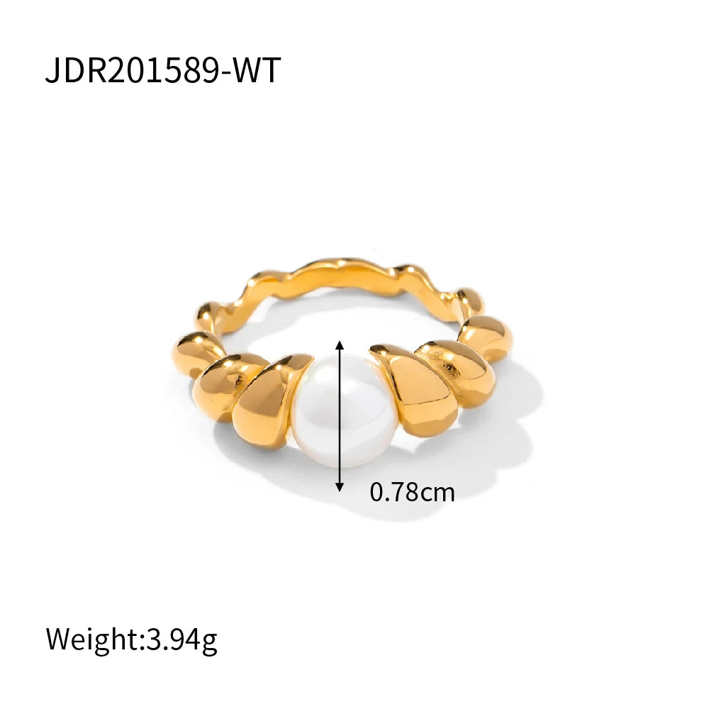 18K Gold-Plated Inlaid Shell Ring