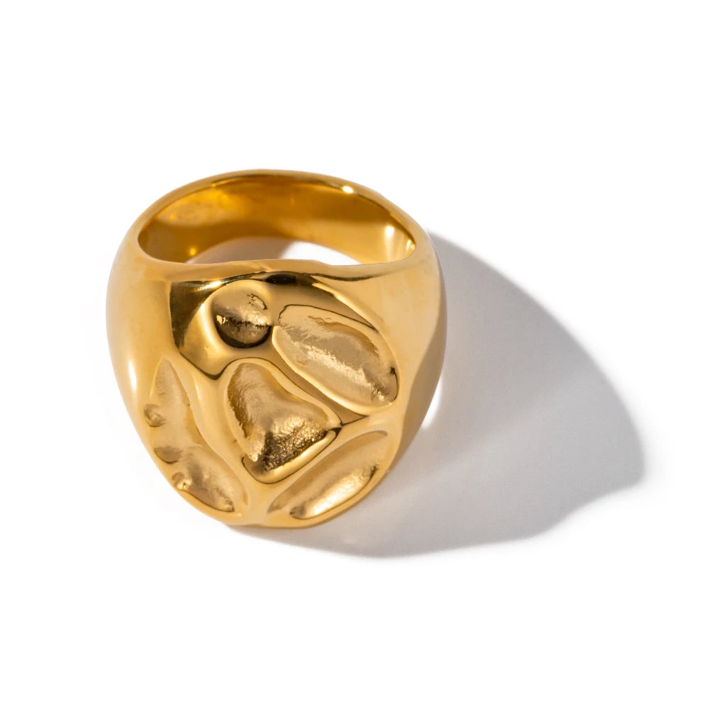 18K PVD Gold Stainless Steel, Waterproof Vintage Style rings