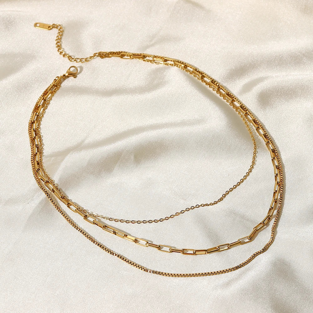Paperclip Box Chain Layered Necklace