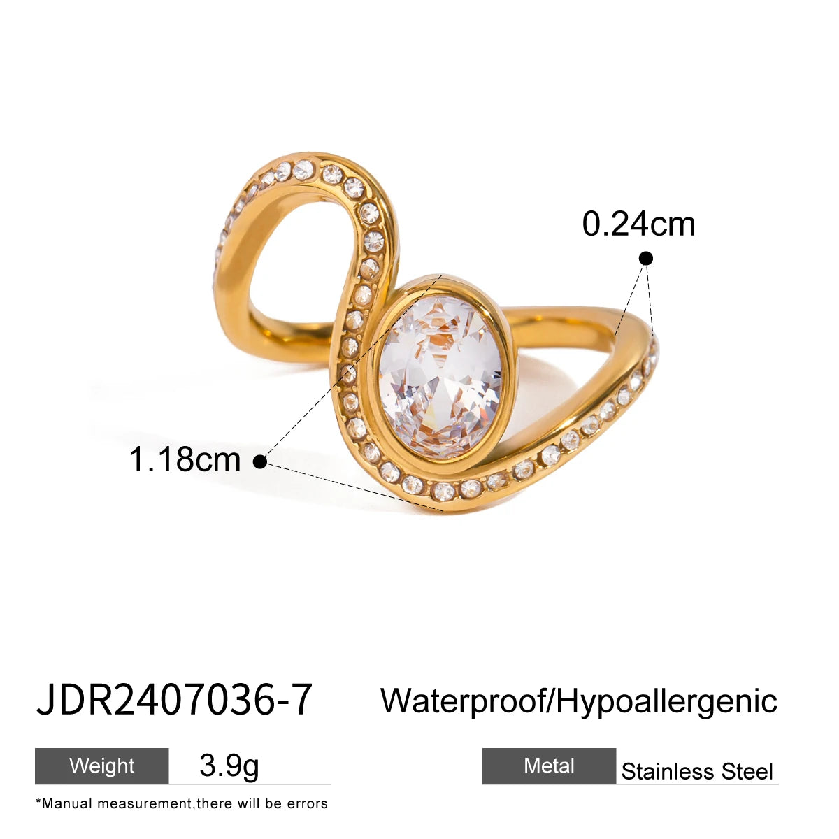 Cubic Zirconia Open-end Rings