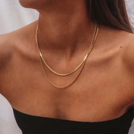 Flat Snake Chain Layer Necklace