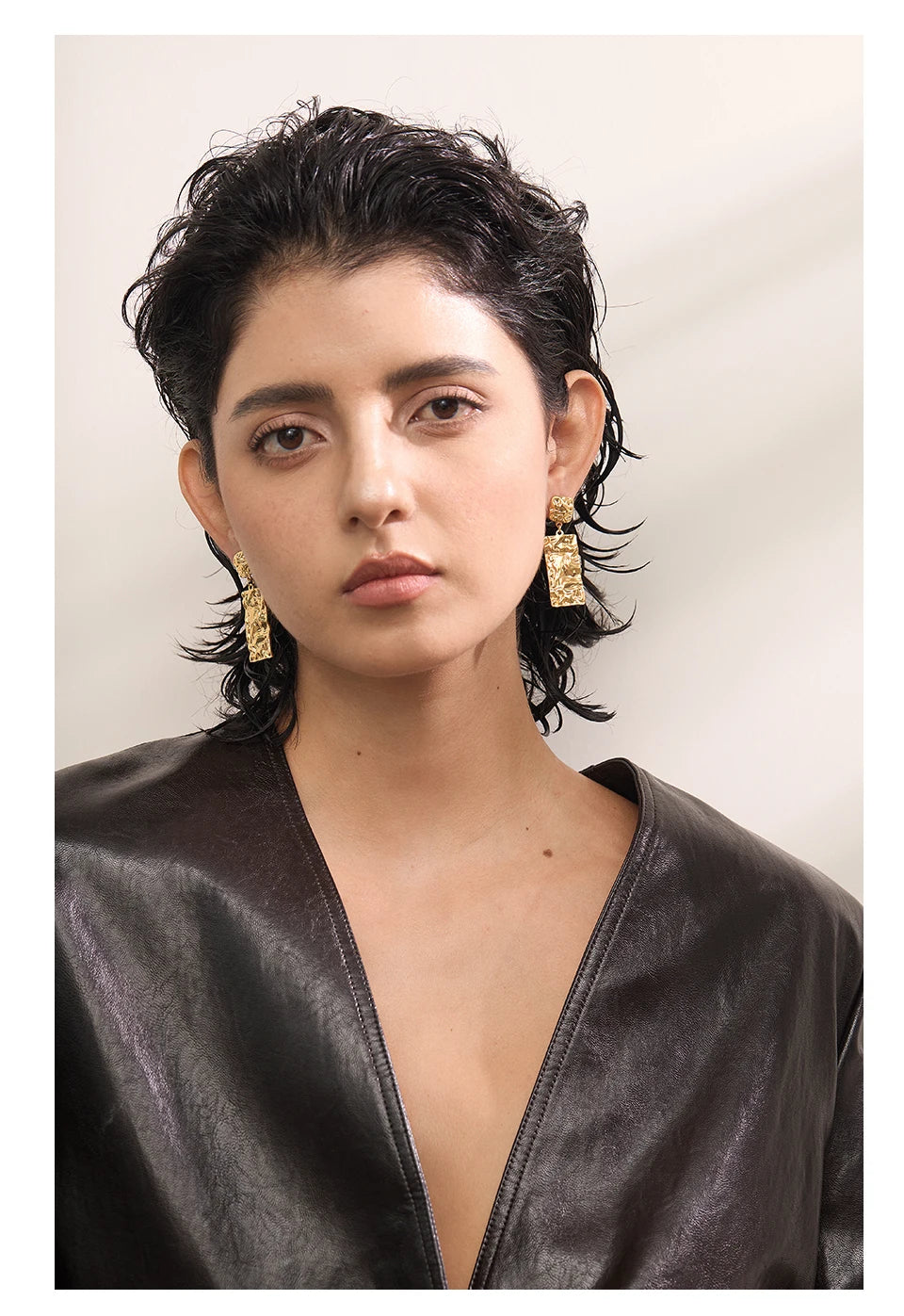 Hammered Rectangle Drop Earrings