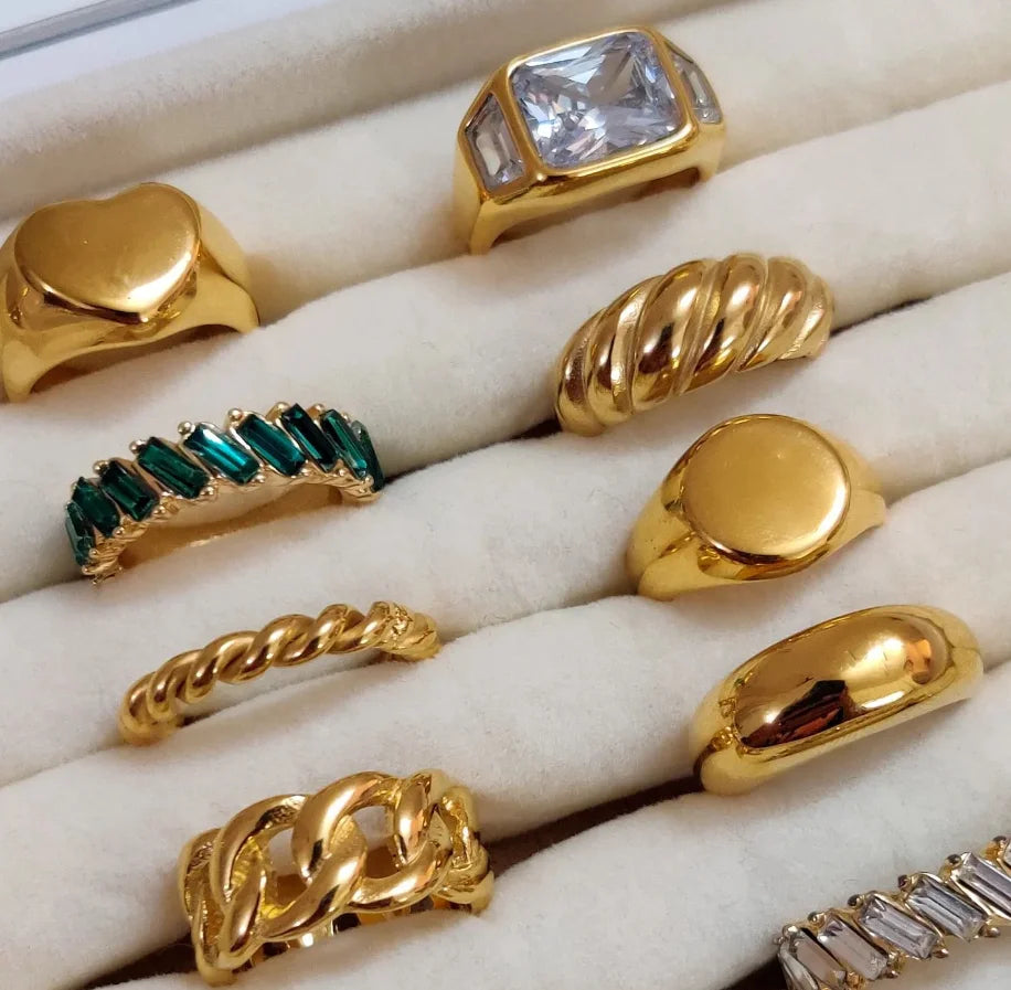 18K Gold-Plated Inlaid Shell Ring