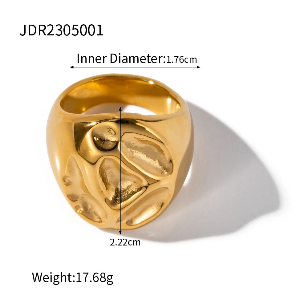 18K PVD Gold Stainless Steel, Waterproof Vintage Style rings