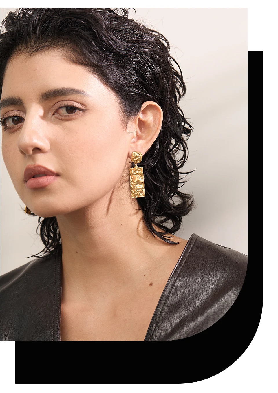 Hammered Rectangle Drop Earrings