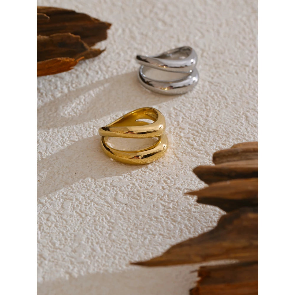 Double Layer Geometric Cast Ring
