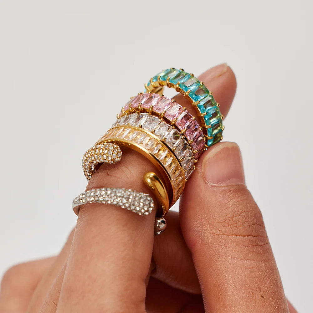 18K Gold-Plated Inlaid Shell Ring
