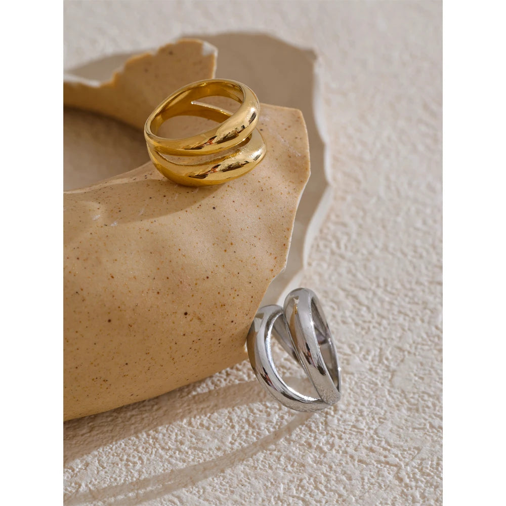 Double Layer Geometric Cast Ring