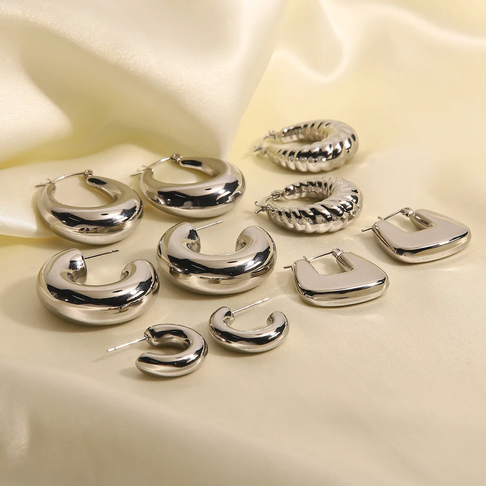 Hollow Design Chunky Bold Hoop Earrings
