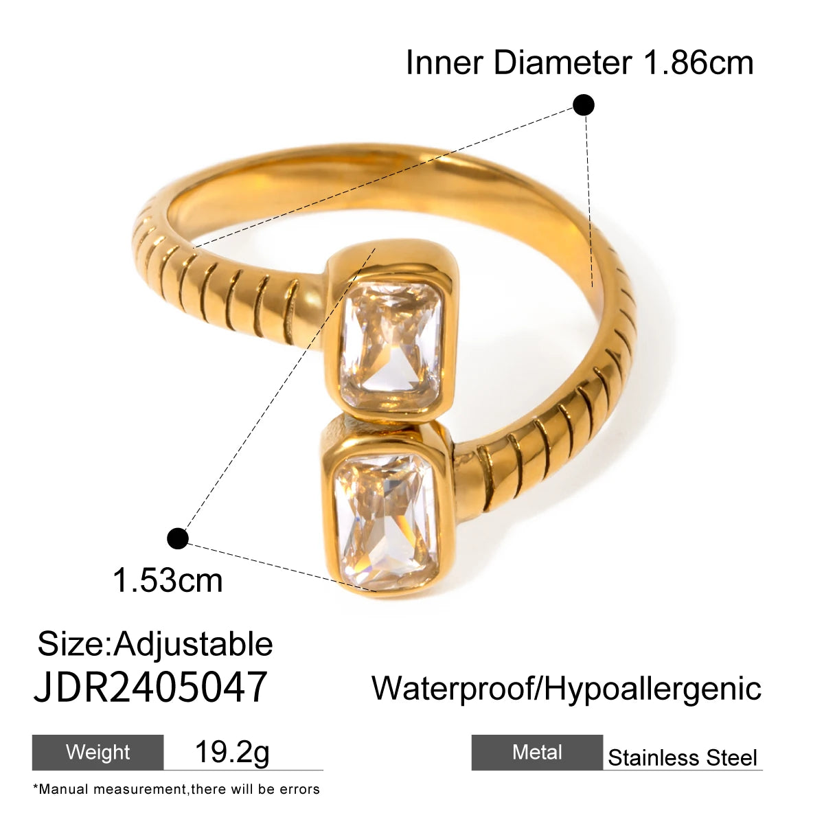 Cubic Zirconia Open-end Rings