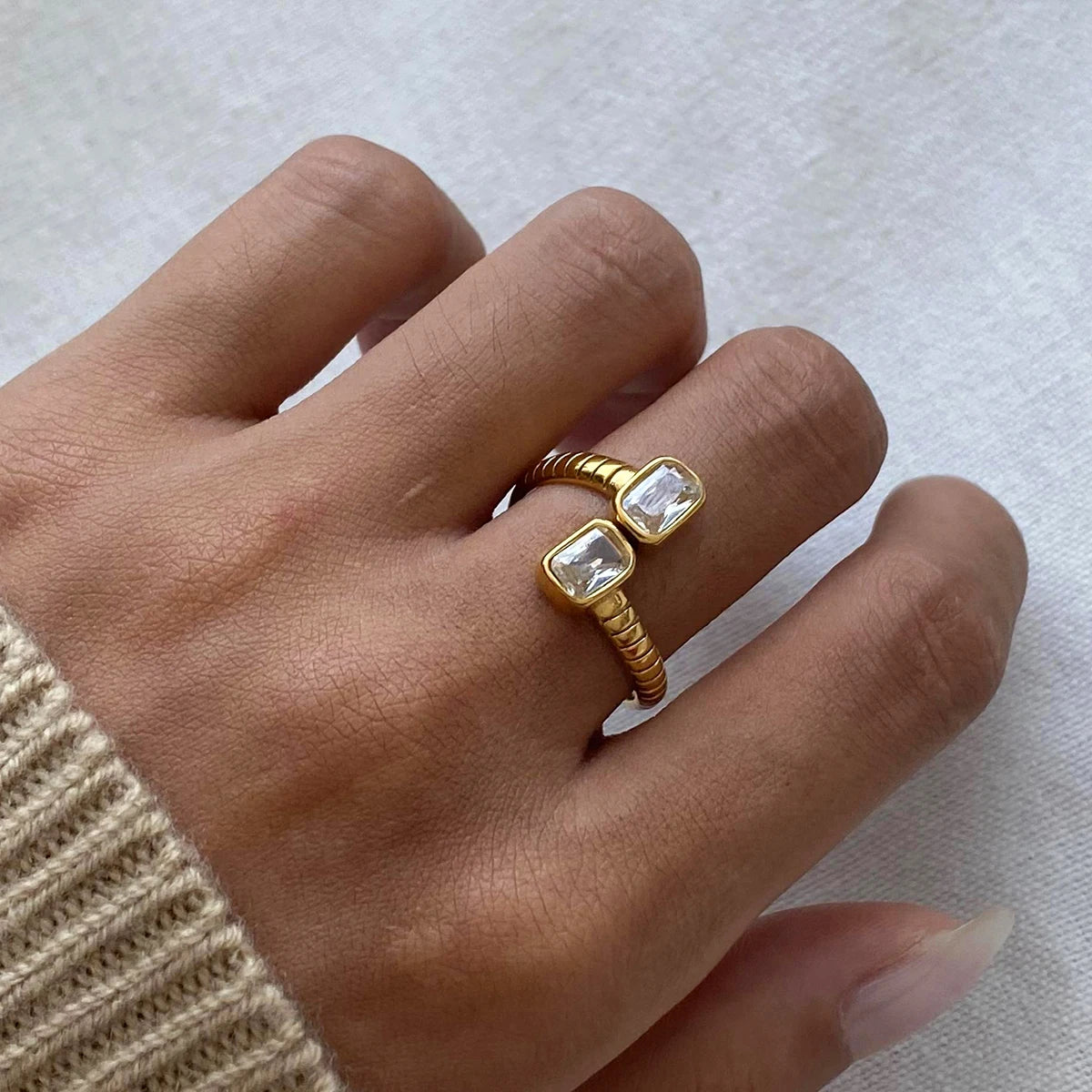 Cubic Zirconia Open-end Rings