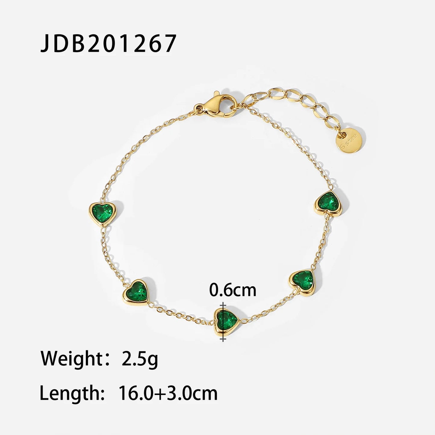 Mulit Green Heart Cubic Zirconia Bracelet