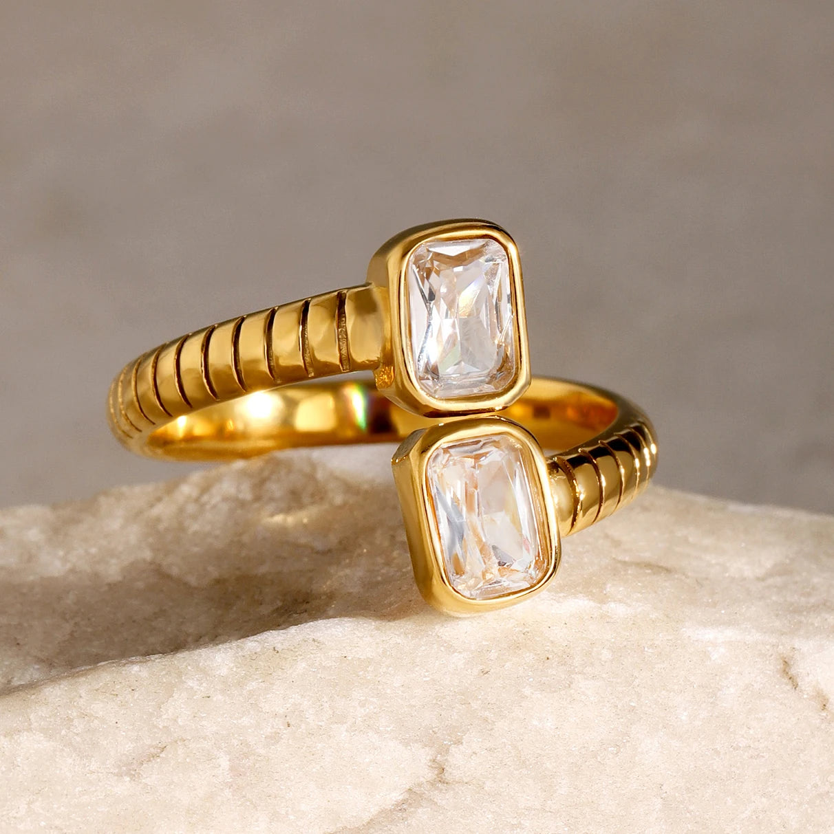 Cubic Zirconia Open-end Rings