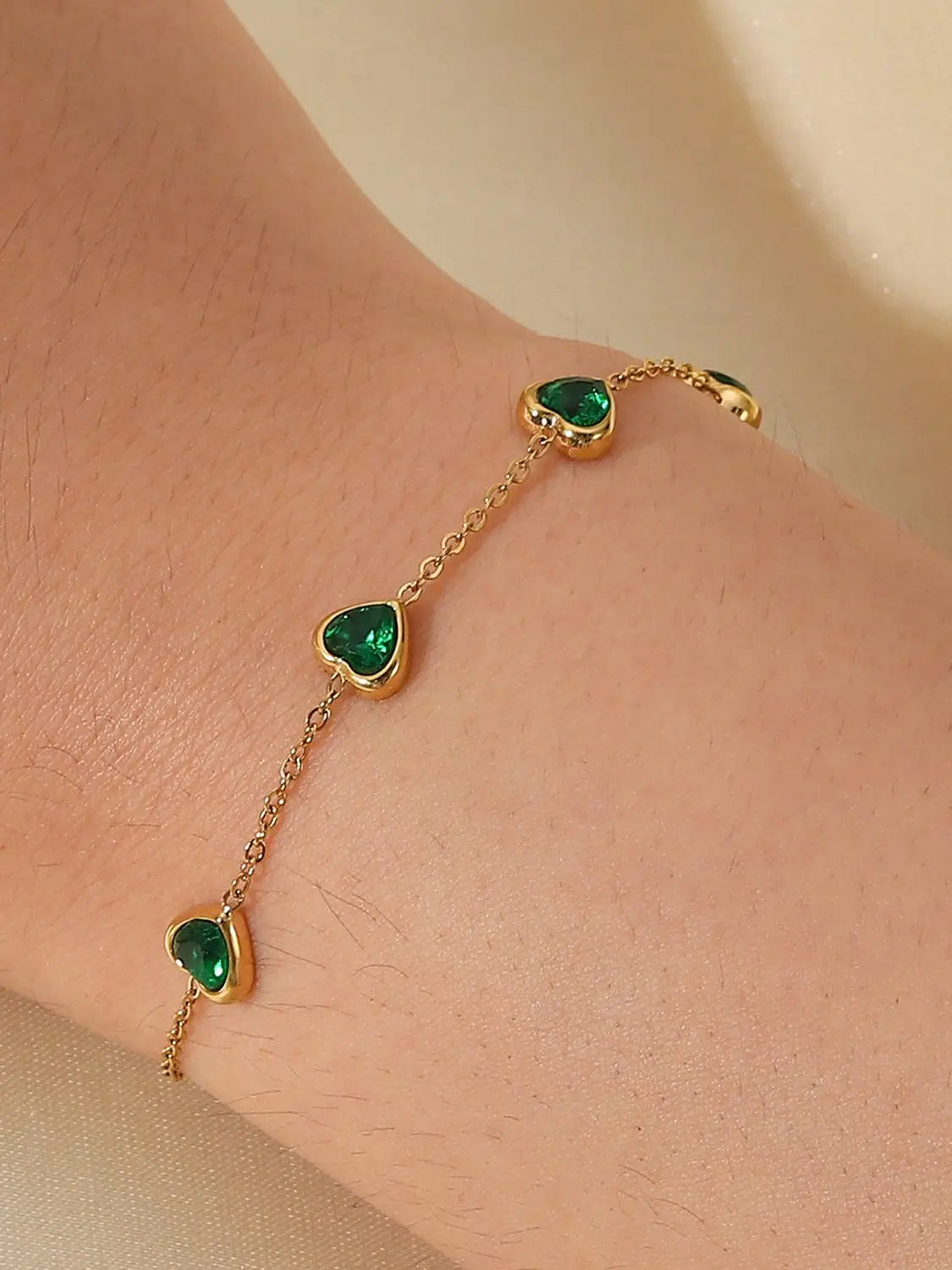 Mulit Green Heart Cubic Zirconia Bracelet
