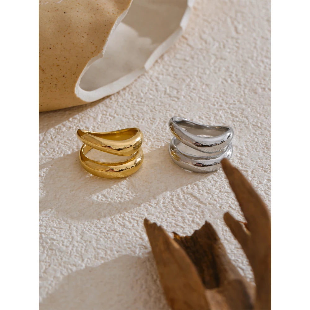 Double Layer Geometric Cast Ring