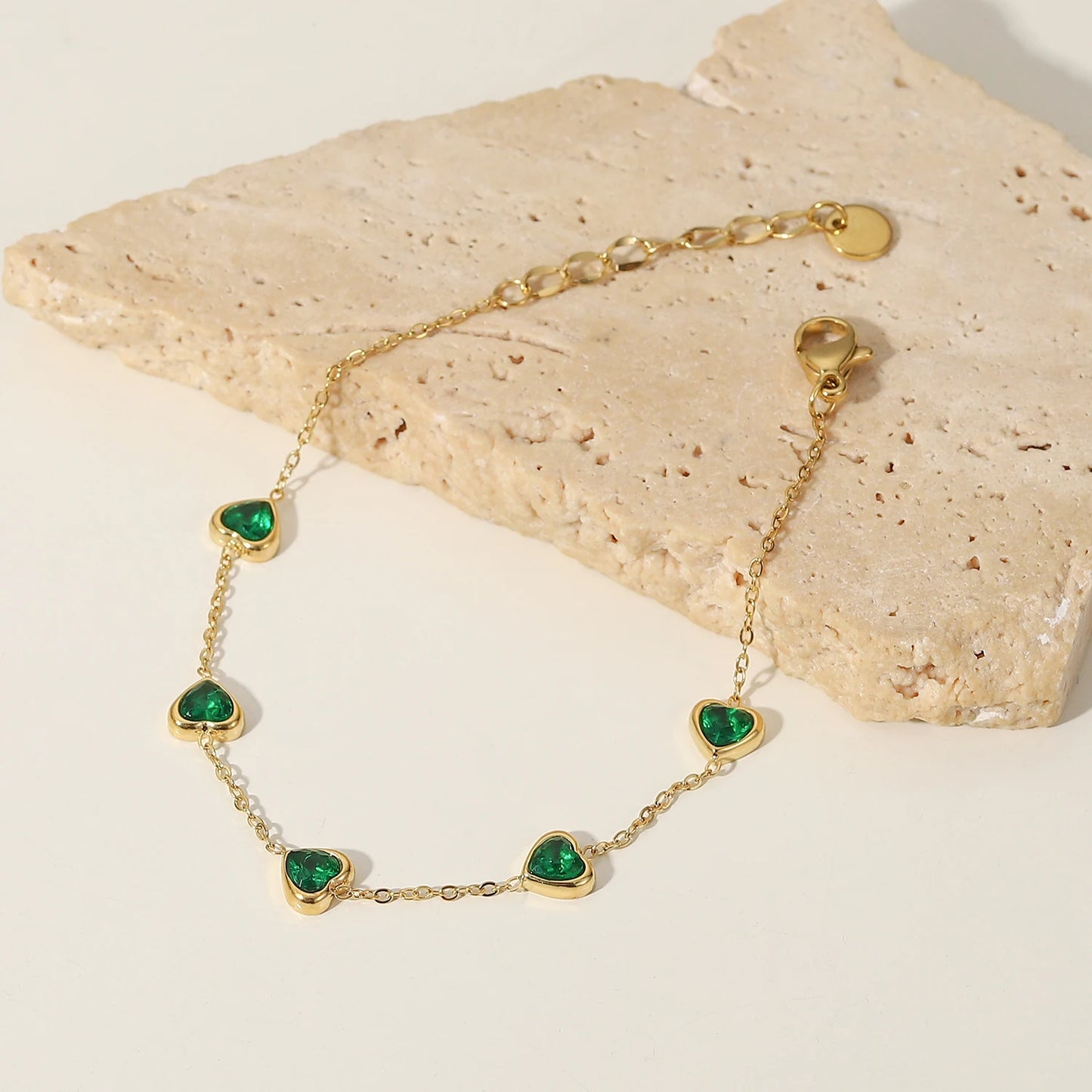 Mulit Green Heart Cubic Zirconia Bracelet