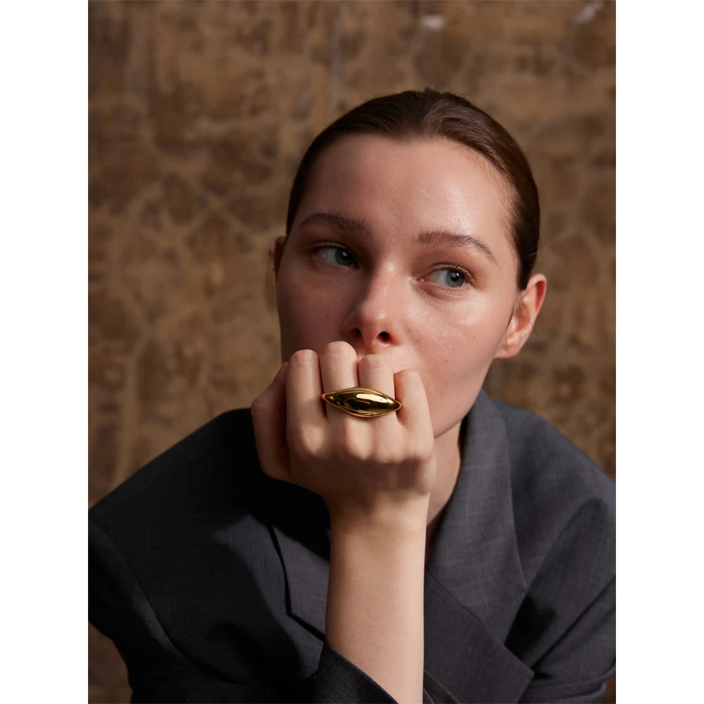 Stainless Steel Double Finger Geometric Ring