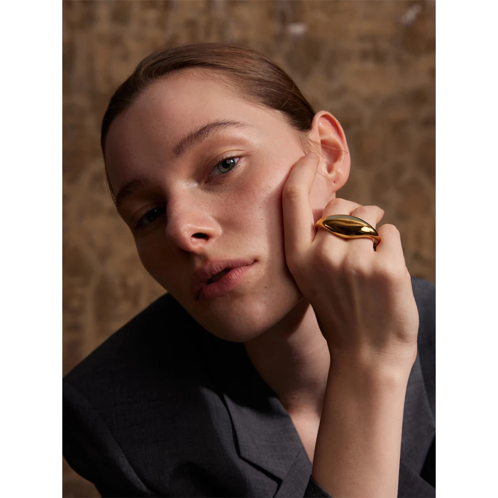 Stainless Steel Double Finger Geometric Ring