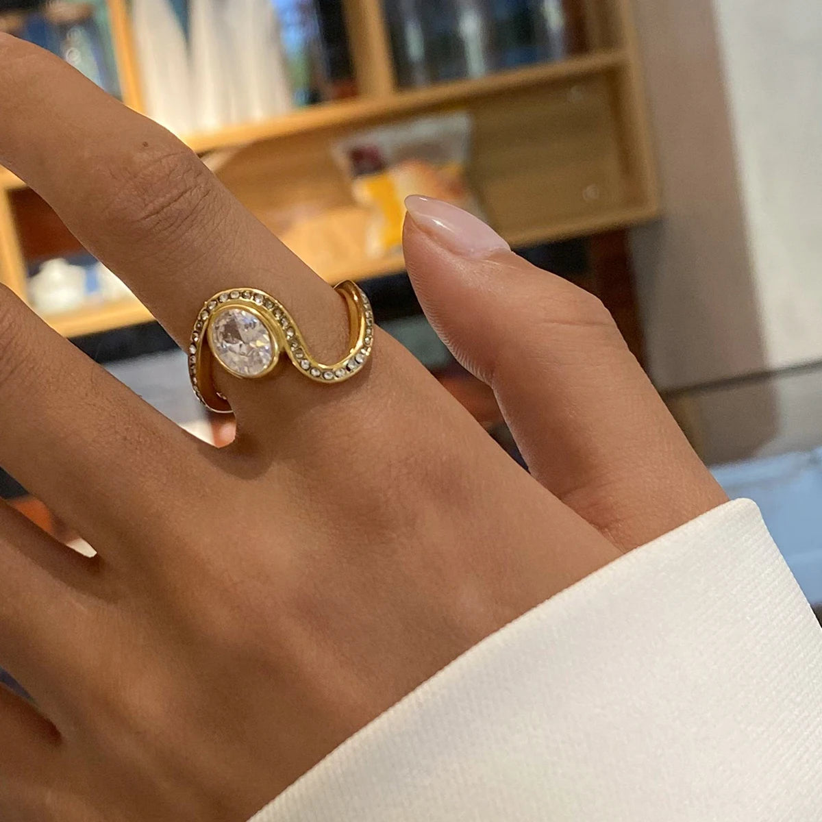 Cubic Zirconia Open-end Rings