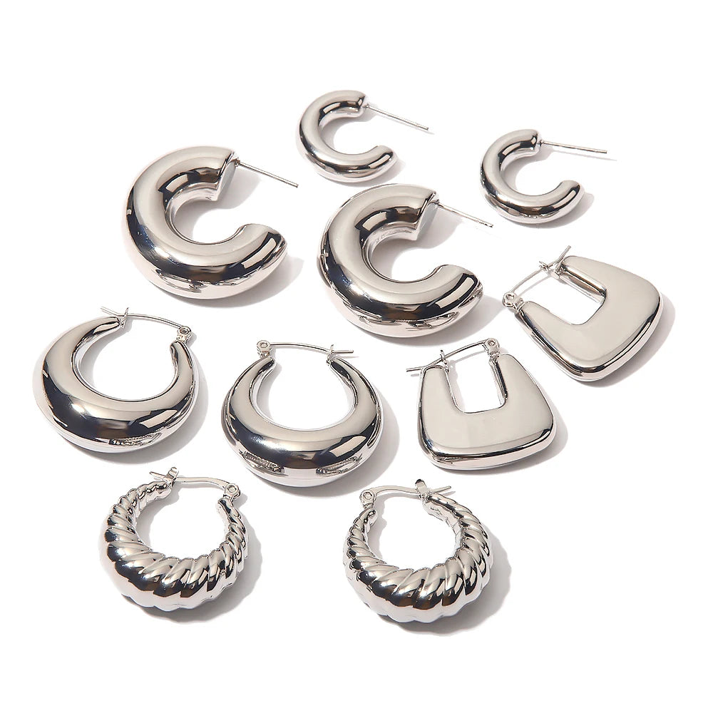 Hollow Design Chunky Bold Hoop Earrings