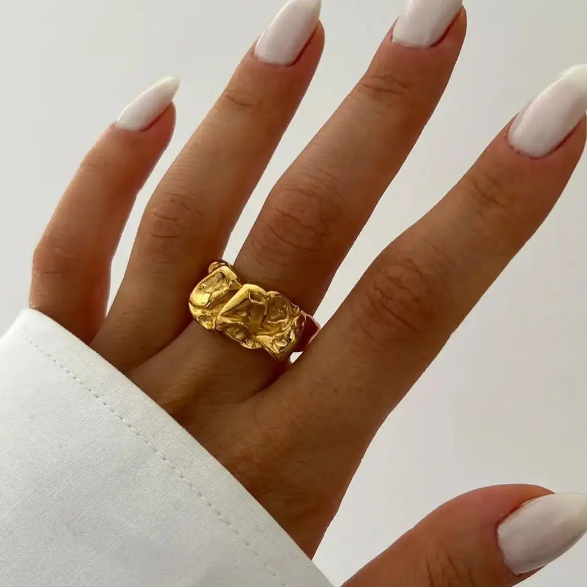 18K PVD Gold Stainless Steel, Waterproof Vintage Style rings