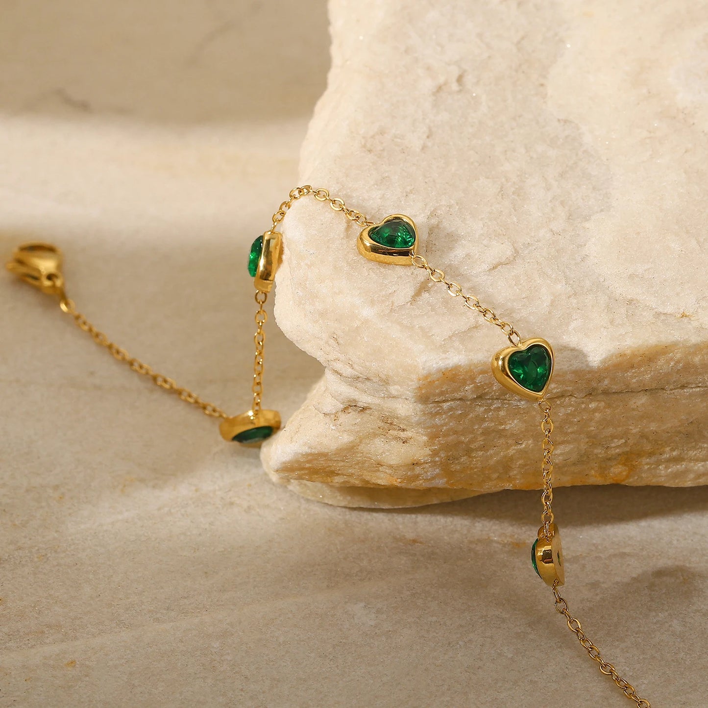 Mulit Green Heart Cubic Zirconia Bracelet