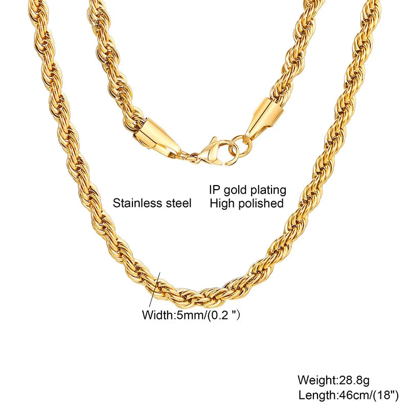 Minimalist Twist Rope Chain Necklace