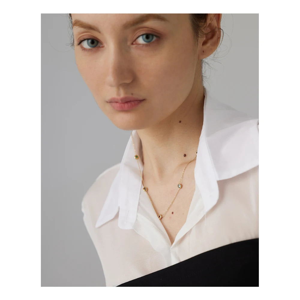 316L Stainless Steel Colorful Cubic Zirconia Collar Necklace