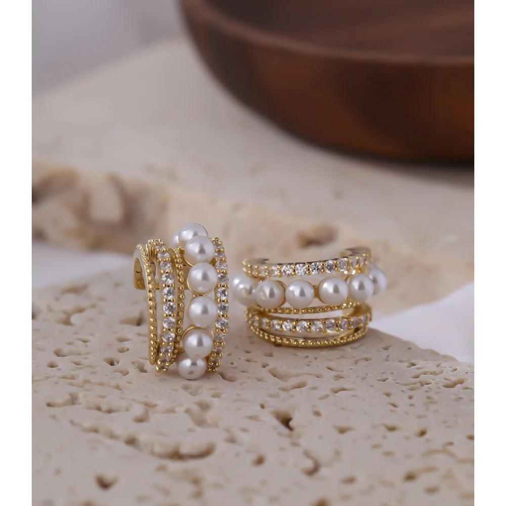 Imitation Pearl Geometric Stud Earrings