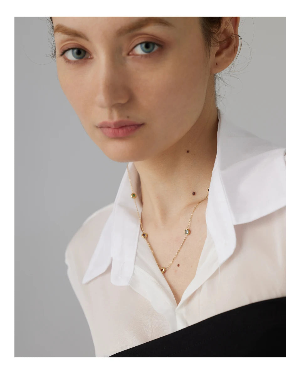316L Stainless Steel Colorful Cubic Zirconia Collar Necklace