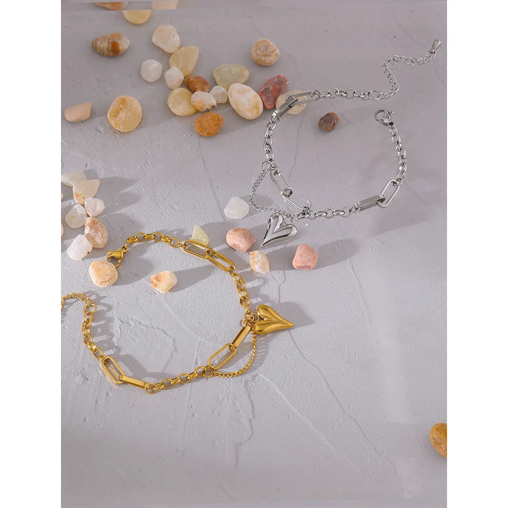 Trendy Heart Double Layered Bracelet