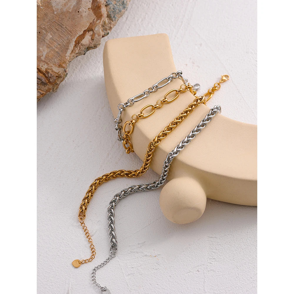 316L Stainless Steel Chunky Chain Collar Necklace