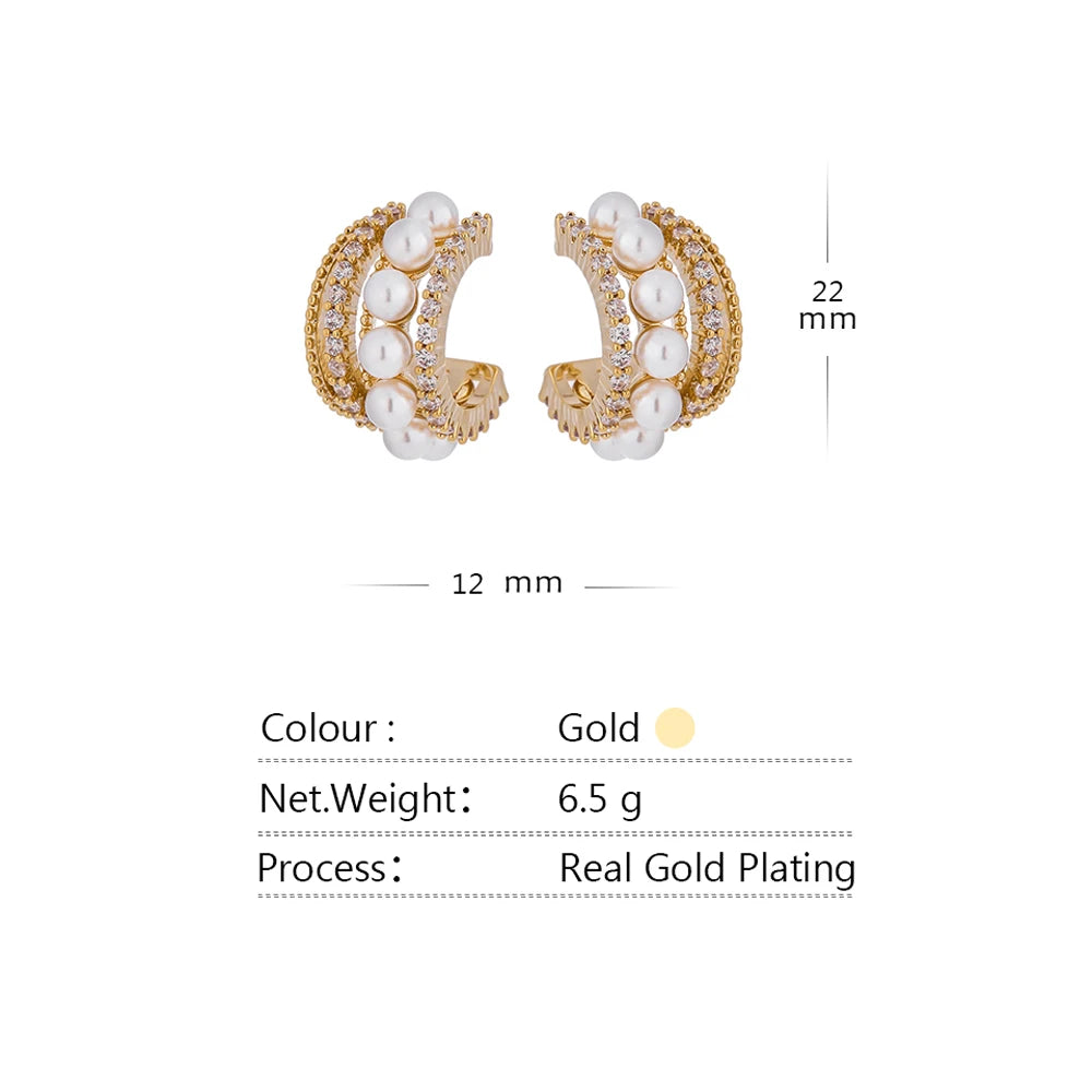 Imitation Pearl Geometric Stud Earrings