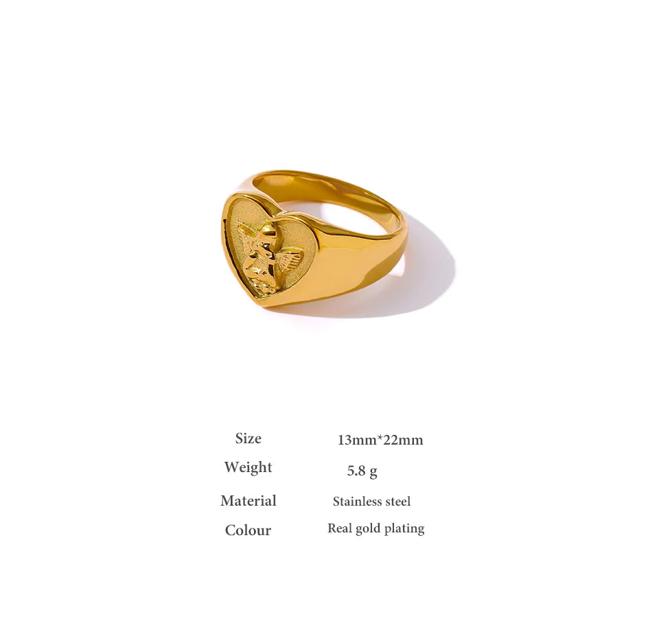 Heart Angel Ring Waterproof Jewelry