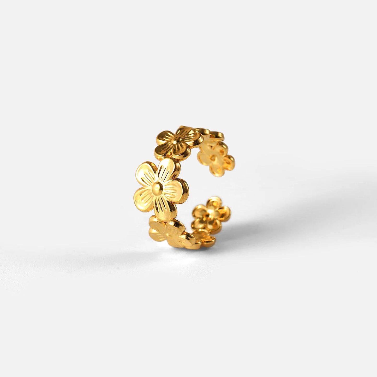 Waterproof Flower Adjustable Opening Rings