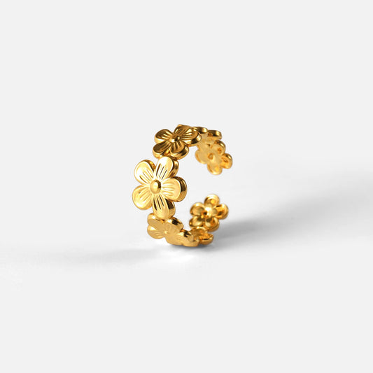 Waterproof Flower Adjustable Opening Rings
