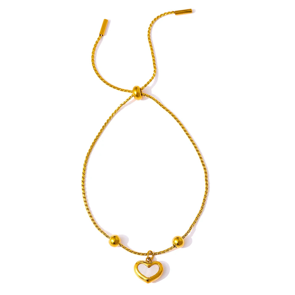 Cute Heart Natural Shell Pendant Necklace