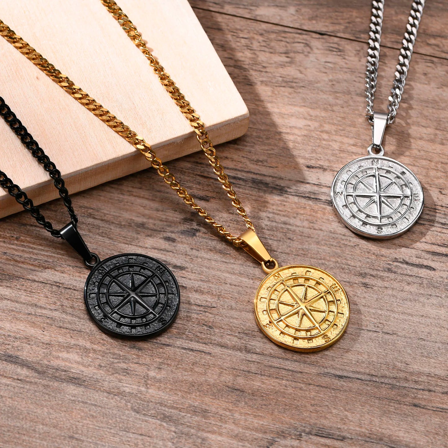 North Star & Anchor Medal Pendant for Men