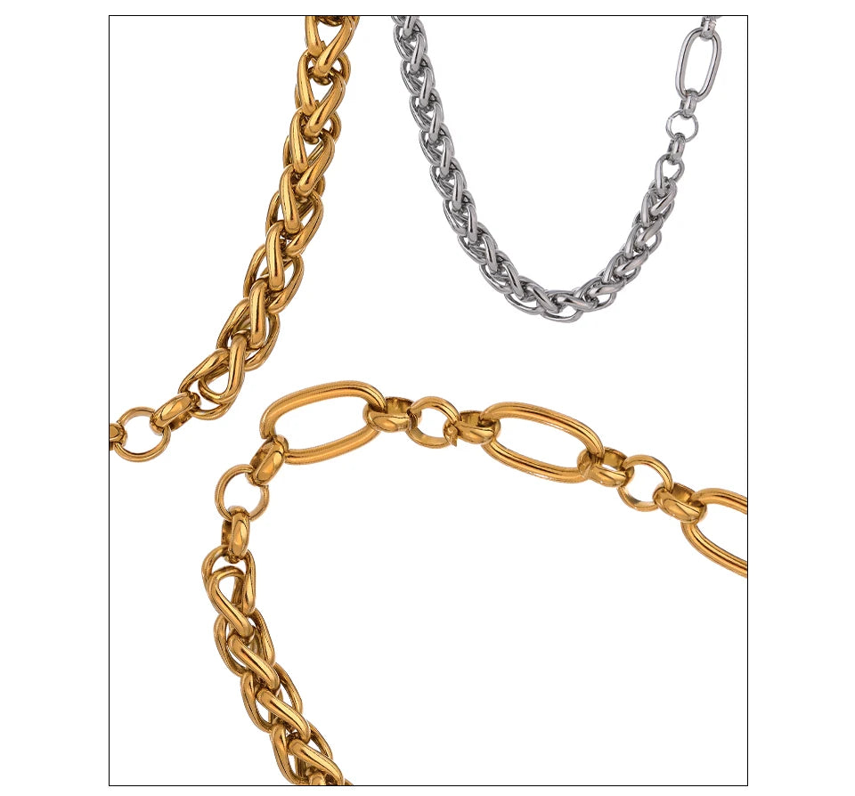 316L Stainless Steel Chunky Chain Collar Necklace