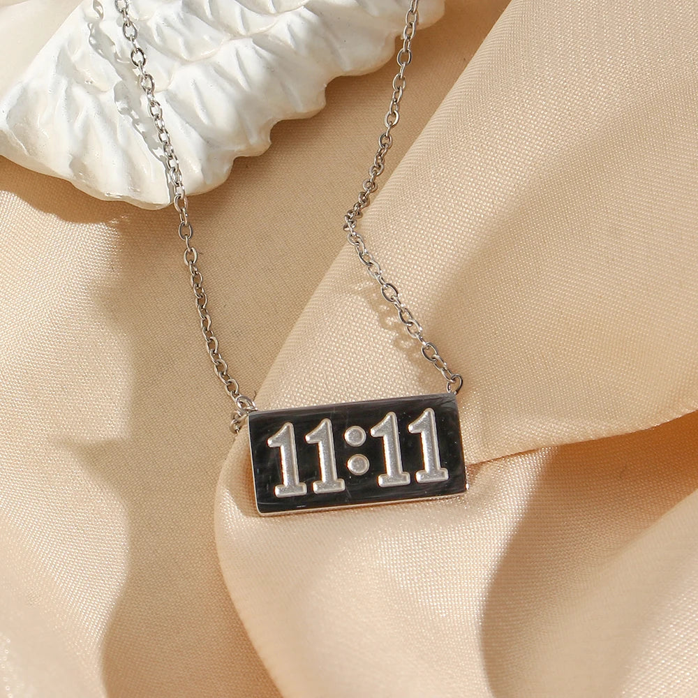 11:11 Number Plate Square Pendant Necklace