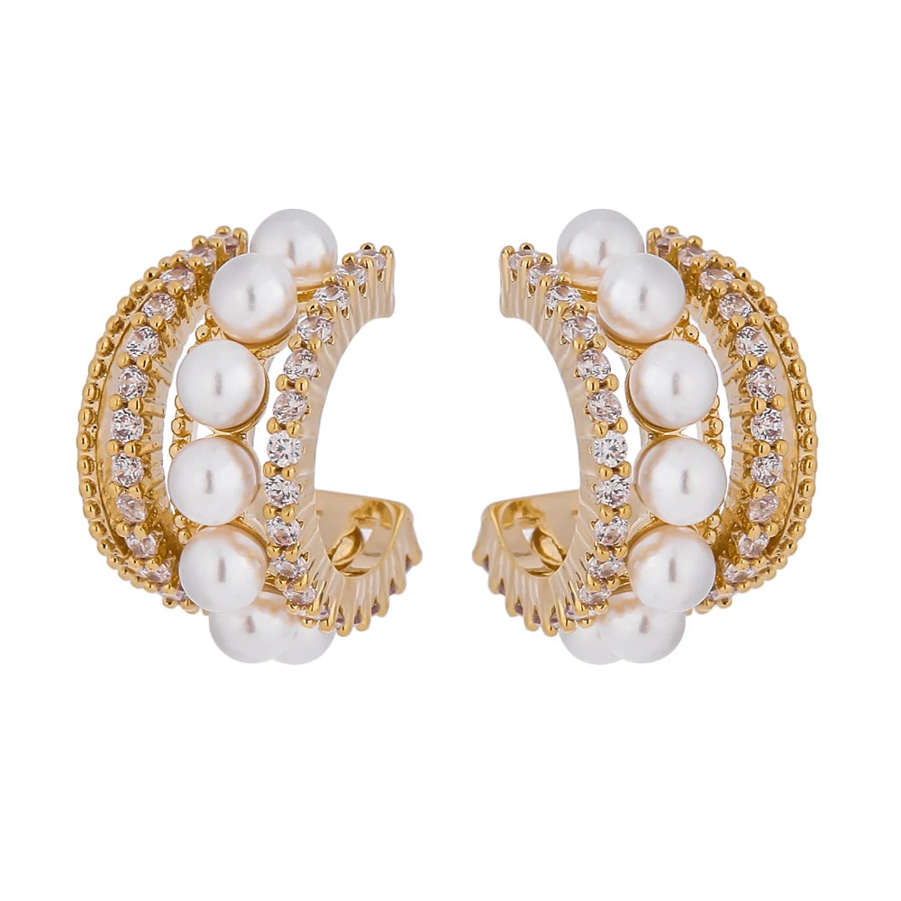 Imitation Pearl Geometric Stud Earrings