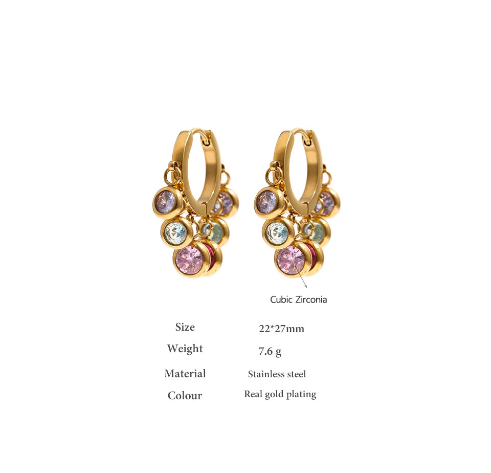 Colorful Cubic Zirconia Hoop Earrings