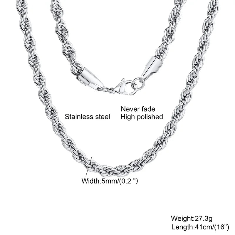 Minimalist Twist Rope Chain Necklace
